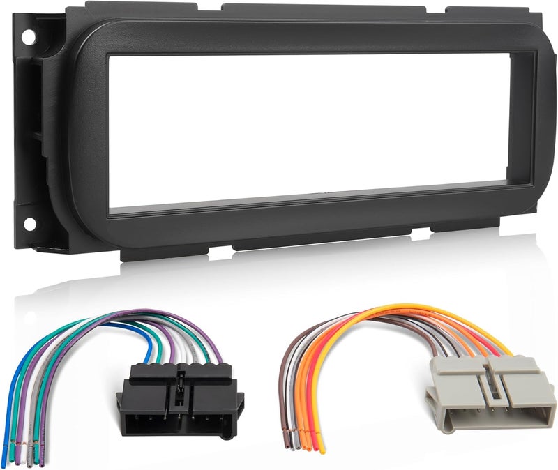 NuIth Single Din Radio Installation Dash Kit W/Radio Wiring Harness for 1998-2003 Chrysler/Dodge/Jeep/Plymouth, Single Din Radio Mounting Plate for Aftermarket Radio Mounting (Dash KIT W/Radio Wire) - Image 1